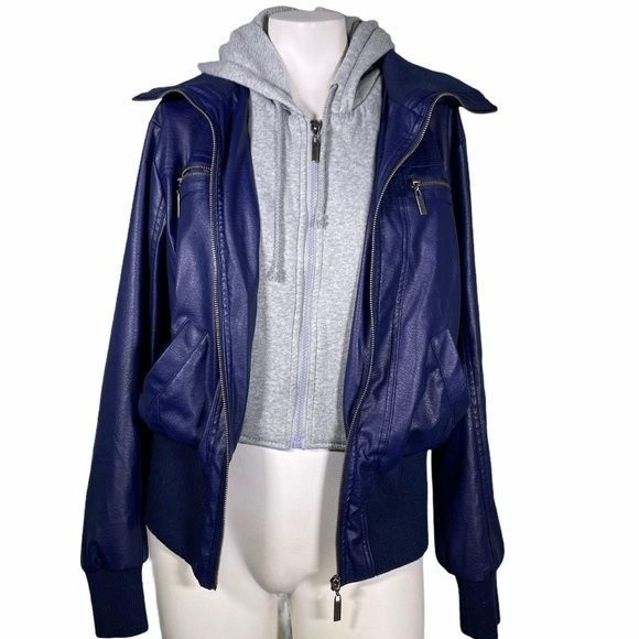 Women's double 2-1 Zip Up Blue Sweater Jacket 2X Hoodie - Picture 1 of 9